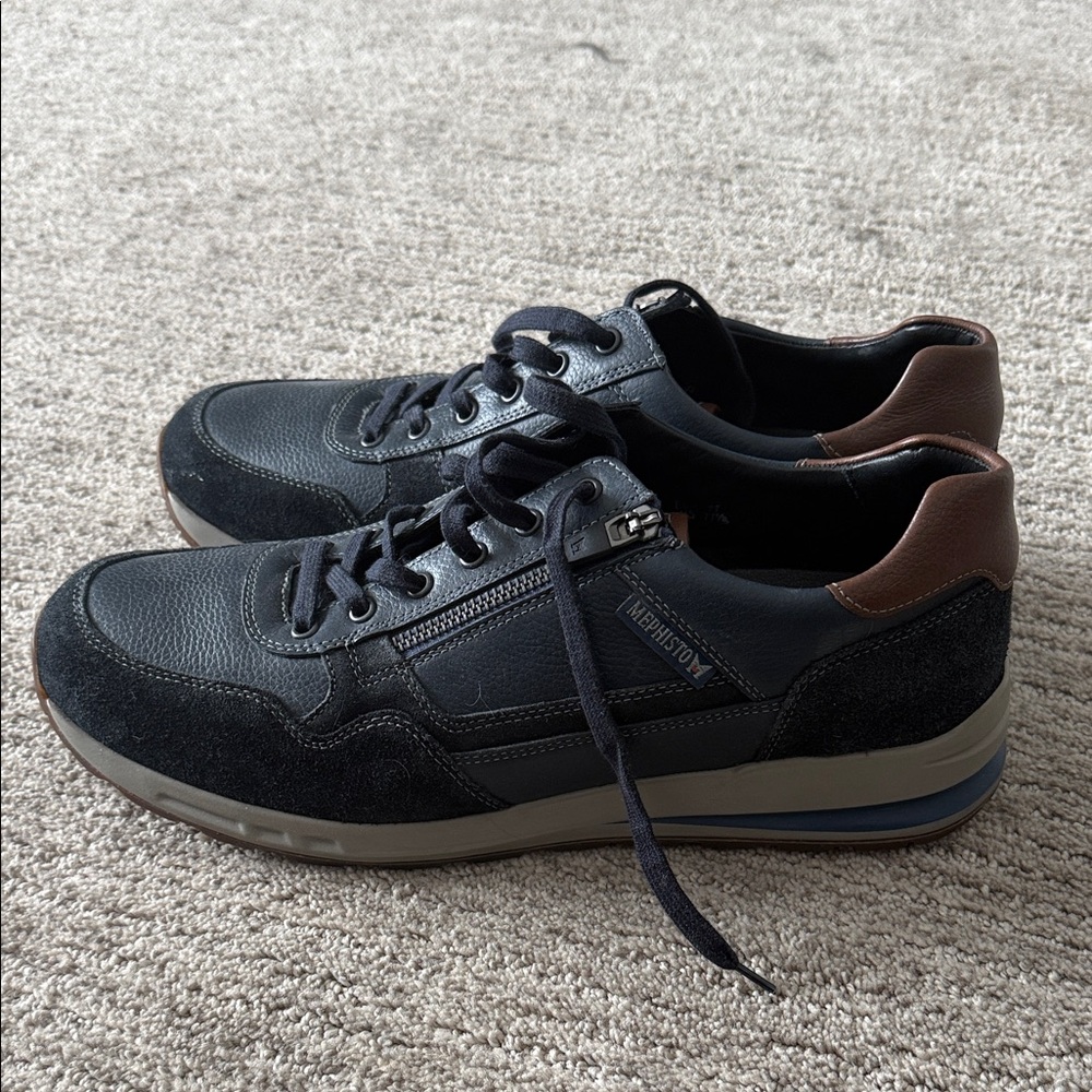 Mephisto Bradley European Leather Men’s Dress Sneakers Size 11.5 US Blue